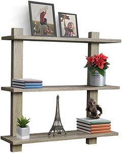 Sorbus Bathroom Shelves - 3-Tier Wall Mounted Floating Shelves for Books, Trophies, Wall Decor, Kitchen, Living Room & Bathroom Decor - Decorative Hanging Display Over The Toilet Storage Shelf - Grey