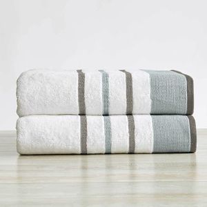 Decorative Bath Sheet Set - Combed Cotton 2 Pack 68x35 Bath Towel Set - Luxurious, Ultra-Soft, Durable Towels for Bathroom Decor (Eucalyptus/Grey)