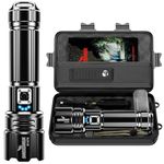 Shadowhawk Flash Light Led Torch, 20000 Lumens Flashlight Bright Light Torch, XHP70.2 Hand Torch Light Rechargeable USB Tactical, Waterproof Portable Torch Light for Trekking Hunting Emergency