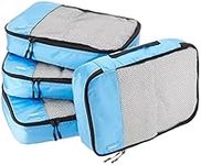 Amazon Basics Packing Cubes, Zipper, M (4-Piece Set), Sky Blue