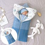 Isyunen Stroller Blanket Newborn Baby Swaddle Sack Knitted Crochet Hooded Baby Sleep Sack Boy or Girl Swaddle Wrap for 0-15 Months Baby Receiving Blankets,Sleeping Bag