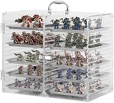Famard Clear Acrylic Miniature Storage Case, Extra Large Miniatures Carrying Case with 10 Magnetic Metal Trays, Miniature Display Case with Protective Door Compatible with Warhammer 40k