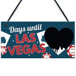 RED OCEAN Chalkboard Holiday Countdown To LAS VEGAS America USA Hanging Wall Plaque Decor Gift For Friend Family