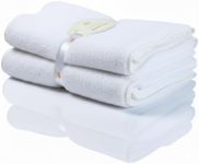 Lotus Linen Luxury Scallop Piping Bath Sheet Set of 2, 100% Zero Twist Cotton, Oversized Bath Towel, Ultra Soft Absorbent, Extra Large Towels for Bathroom (White Piping, Bath Sheet (Pack of 2))