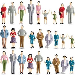 Lewtemi 28 Pcs People Figurines 1: 25 Scale Mini Architectural Plastic People Figures Small Dollhouse People Tiny Figures Painted Model Train People