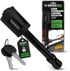 Rhino USA 3" Trailer Hitch Lock - Patented 5/8" Locking Receiver Pin for Class V Hitches - Weatherproof Anti-Theft Lockable Pin with Dust, Mud & Gunk Protection - Used to Tow Truck, Boat, Bike