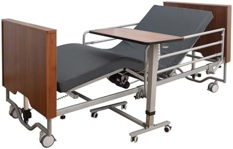 PIDOSO Full Electric Hospital Bed for Home Use with 5 Functions, Ultra Low Electric Medical Bed with Movable Bedside Table & Mattress, 8.5"-24.8" Adjustable Height, 500 lbs Capacity