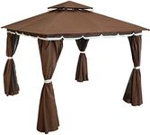 Sunnydaze 10 x 10 Foot Soft-Top Patio Gazebo with Screens and Privacy Walls - Great for Backyard, Garden or Deck - Brown