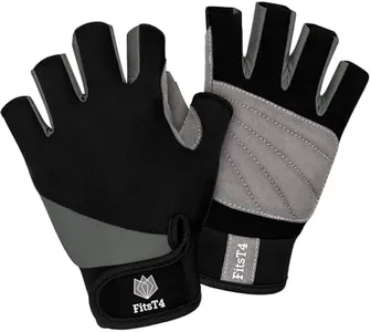 FitsT4 Sports Half Finger Padded Palm Gloves for Diving, Sailing, Jet Skiing, Stand-UP Boarding, Kayaking and Water Skiing, Suitable for Men&Women&Youth Gray 2XL