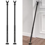 Door Security Bar 19"-47" Adjustable, 2-Pack Door Stoppers for Front Door, Patio Sliding Glass Door, 2-in-1 Door Knob Jammer Bar Stick Heavy Duty, Door Barricade Lock Bar for Home Apartment Safety