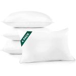 DOWNLITE 4-Pack Set of Hotel Style Hypoallergenic Down Alternative Bed Pillows – King Size, 20” x 36” – Soft/Medium Density, for Stomach & Back Sleepers – Machine Washable & Dryable