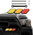 TRD Grille Decor Badge, 3-Color Upgrade Emblem, Grille Insert Trims, Tri-Color Grille Badge Emblem Car Decoration Accessories Fit for Tacoma 4Runner Tundra Sequoia Rav4 Highlander (Yellow Orange Red)