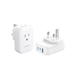 Anker Travel Adapter, 2 Pack, Type G Adapter for Travel, US to UK Plug Adapter International Travel Essentials, 2 AC, 1 USB A, 2 USB C for 15W, Compact for iPhone, iPad, England, Ireland, TUV Listed