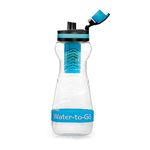 WATER TO GO Filter Bottle with Replaceable 3 Stage Filter which removes 99.99% of Bacteria & Contaminents and Improves Taste - Hiking, Camping & Travelling - BPA Free, 50cl (BLUE)