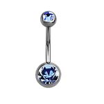 Pierced Owl - Double Crystal Sterilized G23 Titanium Belly Button Ring, Metal, cubic-zirconia