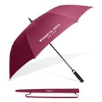 KENNETH COLE New York UV Protection Unisex Auto Open Umbrella Use for Rain, Monsoon, Sunlight, Windproof Automatic Umbrellas for Men and Women |Travel Sleeve, Cover | Golf Size – 23.5 Inch (Wine Red)