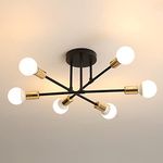 Sputnik Ceiling Light, Modern Chandelier 6 Lights E27 Socket, Max 60W, Semi Flush Mount Ceiling Light with Adjustable Arms for Home, Office, Living, Dining, Bedroom, Kitchen (Not Include Bulb)