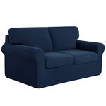 subrtex 2-Seater Sofa Cover with 2 Separate Cushions and 2 Backrests Covers, 5 Pieces Stretch Sofa Slipcover Replacement Furniture Protector (Loveseat, Navy)