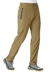 YSENTO Men's Quick Dry Lightweight Breathable Hiking Running Pants with Zipper Pockets Khaki Size L