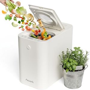 Assark 3L Electric Composter for Kitchen, Countertop Composter with Odorless Carbon Filter, Low Noise, Auto Clean, Turn Food Scraps into Organic Fertilizer, Indoor Food Waste Compost Bin, Ivory White