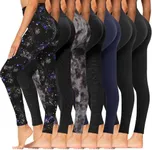 Syrinx 7 Pack Leggings for Women - High Waisted Tummy Control Soft Yoga Pants for Workout Running