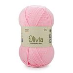 GANGA Acrylic Olivia Hand Knitting And Crochet Yarn (Baby Pink) (100Gms)