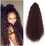 CINHOO Heat Resistant Synthetic Kinky Straight Ponytail Long Afro Kinky Curly Hair Bun Extension With Two Plastic Combs Hairpiece
