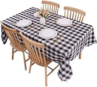 Kesfey Black Gingham Tablecloth 55x78in Wipe Clean, Polyester Rectangle Checkered Tablecloth Soilingproof, Fabric Plaid Tablecloth for Dining/Kitchen/Parties