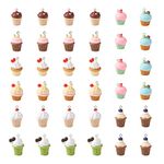 Cheriswelry 36Pcs Resin Cupcake Pendants Sweet Dessert Resin Charms Imitation Food Dangle Charms Cute Hang Ornament 21-28mm for Women Girls DIY Necklace Earring Jewelry Making