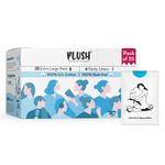 Plush Ultra-Thin Sanitary Pads for Women, 25 XL Pads | For Medium Flow | 100% Rash-Free | Pure U.S. Cotton Pads | 25 Free Disposable Pouches & 4 Panty Liners