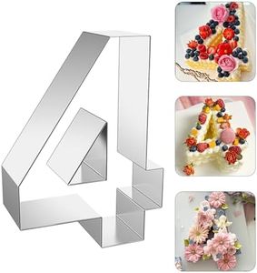 ZADE 8 Inch 304 Stainless Steel Large Size Number Cake Mousse Mold Number 4 Tiramisu Cheesecake Mold Cookie Cutter Bakeware 3D Cake Baking Pan for Birthday and Baking, Party