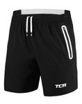 TCA Elite Tech Lightweight Mens Running Shorts Men Gym Shorts with Zip Pockets - Black/White, M