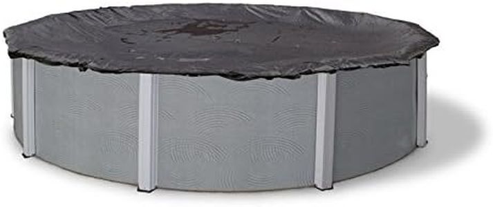 Blue Wave Rugged Mesh 28-ft 8-Year Above Ground Pool Cover for Winter – Fine Mesh Debris Barrier – 4-Ft Overlap, Reinforced Grommets, Vinyl-Coated Cable, Metal Winch – Black Finish - BWC610