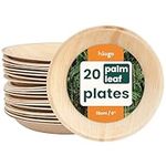 HAAGO Compostable Disposable Palm Leaf Plates - Eco-Friendly Like Wooden & Bamboo Plates for Hot & Cold Food, Microwave & Freezer Safe for Picnic (20, 15cm / 6" Round)