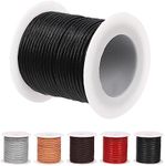 Hilitchi 1 Roll Black 10m Round Leather String Cord with Roll Spool for Jewelry Making, Round Leather Lace Leather Strips Natural Rope Leather Cord for DIY Craft Making (Black, 2mm)