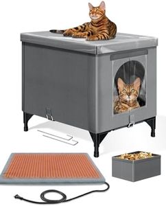 Heated Cat House for Outside, Foldable Outdoor Cat House for Winter Insulated Waterproof with Thermostatic Cat Heating Pad, Cat Shelter with PVC Roof &Door for Outside Stray Barn Cat(Gray,Ectra Large)
