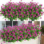 ArtBloom 6 Bundles Outdoor Artificial Flowers UV Resistant Fake Boxwood Plants, Faux Plastic Greenery for Indoor Outside Hanging Plants Garden Porch Window Box Home Wedding Farmhouse Decor (Magenta)