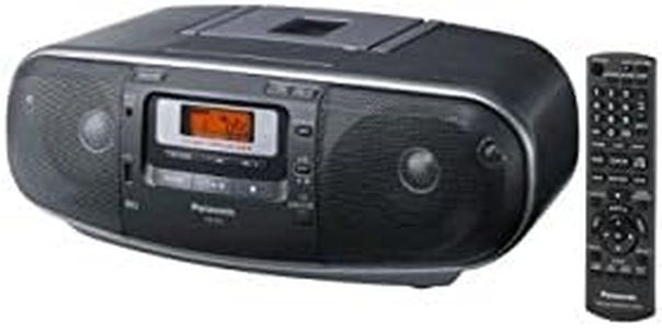 Panasonic RX-D55GC-K Boombox - High Power Portable Stereo AM/FM Radio, MP3 CD, Tape Recorder with USB & Music Port Sound with 2-Way 4-Speaker (Black)