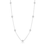 Sterling Silver Station Necklace 16-30 inch - Round Cubic Zirconia CZ Station Necklace - Statement Necklace for Women, Teens - Lead-Free, Nickel-Free Jewelry - Long Layering Necklaces - Gift for Her,