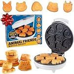 Animal Mini Waffle Maker- Make 7 Fun, Different Shaped Pancakes Including a Cat, Dog, Reindeer & More- Electric Nonstick Waffler Iron, Pan Cake Cooker Makes Fun Holiday Breakfast, Unique Gift for Kids