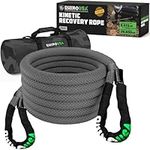 Rhino USA Kinetic Recovery Tow Rope Heavy Duty Offroad Snatch Strap for UTV, ATV, Truck, Car, Tractor - Ultimate Elastic Straps Towing Gear - Guaranteed for Life! (7/8" x 20' Gray)