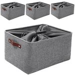 Mangata Storage Boxes with Drawstring,[4 Pack] Jumbo Canvas Fabric Thickened Storage Basket for Pillow, Quilt, Shelf (XXLarge,Grey)