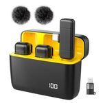 UTECTION by VOOK Wireless Mic with Noise Reduction for Video Recording, Support Type C Android & iPhone, Dual Channel Mic Wireless | Mics for YouTube Wireless | Charging Case Included (VOOKLM1)