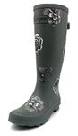 Rongee Women's Rubber Rain Boots Garden Tall Rainboots Ladies Waterproof Rose Floral (8 B(M) US)