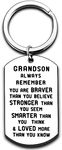 Grandson Keychain Inspirational Gifts for Grandson from Grandmother Grandparents Powerful Message Key Tag Key Chains