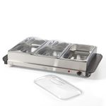 Quest 16510 Large Buffet Server and Warming Tray / 3 x 2.4L Trays / 300W / Rapid Heating/Adjustable Thermostat/Lids Included
