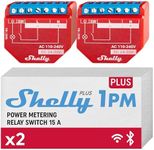 Shelly Plus 1PM UL | WiFi & Bluetooth Smart Relay Switch with Power Metering | Home Automation | Compatible with Alexa & Google Home | iOS Android App | No Hub | Wireless Lighting Control (2 Pack)