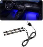 povtii Car LED Strip Light, 24 LED RGB Auto Under Dash Interior Atmosphere Lights, USB Vehicle Decorative Lamp Ambient Night Light Strip, Lighting Kit Car Accessories (Blue)