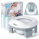 Orzbow Portable Potty Training Toilet for Boys and Girls with Storage Bag - Foldable Travel Potty Chair, Toddler Potty Seat for Indoor and Outdoor, Easy to Clean, Includes Free 40pcs Travel Bags, Gray