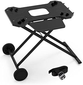 Stanbroil Portable Grill Cart for Weber Q Series Gas Grills, Upgraded Outdoor Grill Stand with Hooks and Folding Shelf, Comes in One Piece, Stable and Heavy Duty Black